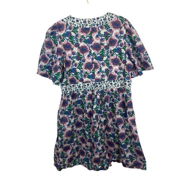 Boden Purple white Blue Green Floral Flit Flare Dress Size 16/18 - Picture 2 of 8